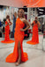 Sparkly Orange Mermaid One Shoulder Prom Dress Sequins Evening Dress with Slit