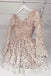 cute a-line appliques short prom dress long sleeves v neck homecoming dress dth71