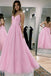 backless v-neck evening dresses a-line pink long prom dresses dtp11