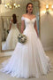 Off the Shoulder A Line Tulle Princess Wedding Dresses