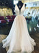 A Line Plunging Neckline Sparkly Glitter Tulle Long Wedding Dress