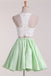A Line Satin Lace Applique Two Piece Short Prom Homecoming Dress