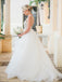 a-line tulle long prom dress princess bateau backless wedding dress dtw136