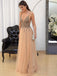 a-line tulle v-neck beaded bodice backless prom evening dress dtp391