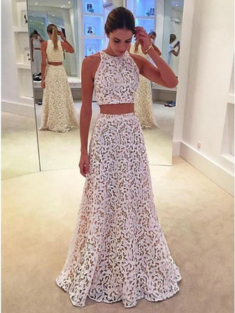 a-line two piece lace long prom dress round neck floor-length dtp415