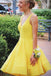 Simple Yellow Homecoming Party Dresses, A Line V Neck Short Prom Dress