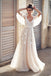 Backless Beach Wedding Dress With Applique, Draped Sleeves A-Line Bridal Gown