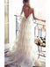 A-line Spaghetti Straps Lace Backless Long Wedding Dress