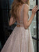sparkly a-line sequins plunging neckline backless long prom dress dtp263
