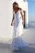 Fancy Backless Mermaid Wedding Dress White Spaghetti Straps Tulle