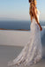 Fancy Backless Mermaid Wedding Dress White Spaghetti Straps Tulle