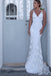 Fancy Backless Mermaid Wedding Dress White Spaghetti Straps Tulle