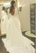 backless wedding dress a-line bateau long sleeves bridal gown with pocket dtw156