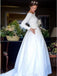 Backless Wedding Dress A-Line Bateau Long Sleeves Bridal Gown With Pocket
