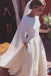 3/4 Sleeves Bateau Satin Simple Wedding Dress, Elegant Backless Bridal Gown