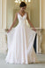 Beach Ivory Chiffon Wedding Dress A Line V Neck Boho Bridal Dress