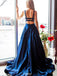 beautiful open back royal blue prom dress long satin formal gown dtp564