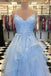 Blue Tulle Long Prom Dress Layered 8th Graduation Gown