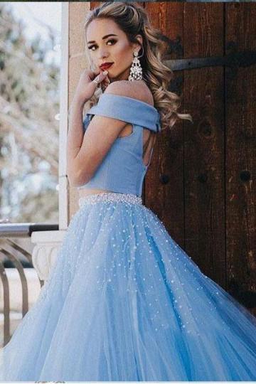 Sky blue long gown online