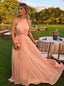 Blush A Line One Shoulder Flowy Chiffon Long Bridesmaid Dresses