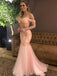 spring blush mermaid spaghetti prom dress drop-sleeves party gown dtp489