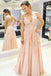 a-line blush pink prom dress spaghetti tulle appliques formal dress dtp100