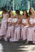 blush pink long bridesmaid dresses sweetheart mermaid with sweep train dtb49