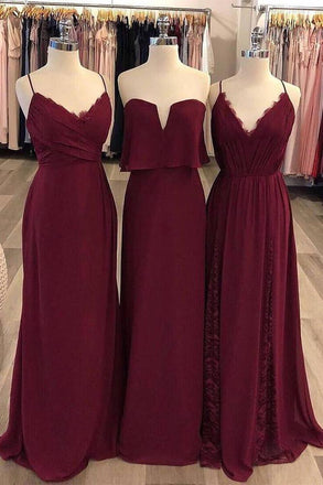 burgundy chiffon styles boho long bridesmaid dresses dtb24