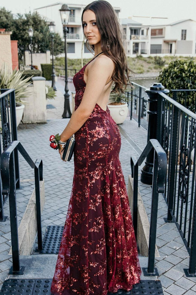 Sexy Long Evening Gown Mermaid Burgundy Backless Prom Dress DTP628 DressTok.co.uk Sexy Long Evening Gown Mermaid Burgundy Backless Prom Dress DTP628 DressTok.co.uk