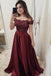 burgundy long prom dresses off the shoulder appliques party dresses dtp618