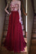 Burgundy Prom Dress Sweetheart Beaded Bodice Chiffon Long Formal Gown