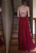 Burgundy Prom Dress Sweetheart Beaded Bodice Chiffon Long Formal Gown
