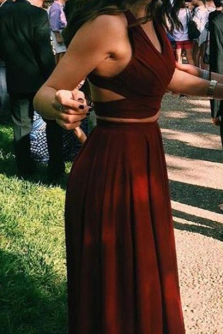 Two piece chiffon prom dress best sale