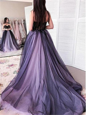 charming sweetheart appliques ball gown tulle long prom dresses dtp520