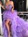 chic tulle applique high-low prom dress princess spaghetti sweet 16 dress dtp647