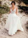 classic spaghetti beaded chiffon ivory country wedding gown dtw159