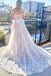 Off the Shoulder Lace Appliques Boho Wedding Dress Criss Cross Back Bridal Gown