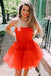 Chic A-line Red Sleeveless Tulle Homecoming Dress, Red Short Party Dress