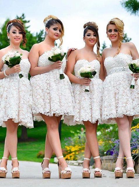 Short ivory bridesmaid deals dresses