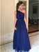 royal blue long prom dress one shoulder a-line bridesmaid dresses dtp446