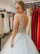 Floral Appliques Long Prom Dresses V-neck Graduation Gown