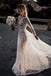 A Line Ivory Deep V Neck See Through Long Sleeves Wedding Dresses