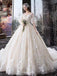 half puff sleeves ball gown wedding dress with appliques dtw68