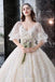 Princess Half Puff Sleeves Ball Gown Vintage Wedding Dress With Appliques