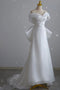 Elegant Off Shoulder Sheath Wedding Dress, Bridal Gown With Simple Bowknot