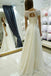 Elegant A-Line Bateau Cap Sleeves Lace Chiffon Wedding Dress