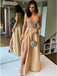 elegant long prom dress v-neck evening party dress with split dtp412
