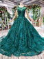 Elegant Scoop Cap Sleeves Prom Dress With Appliques Military Ball Gown