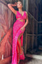 Mermaid Cut Out V-Neck Hot Pink Sequin Prom Dresses Formal Evening Dresses With Slit