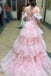 A Line Mint Green Feathers Prom Dress With Layered, Long Formal Gown